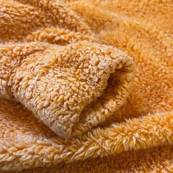 Orange Fuzzy Hoodie with Gray Stripes - Picture 4 of 5